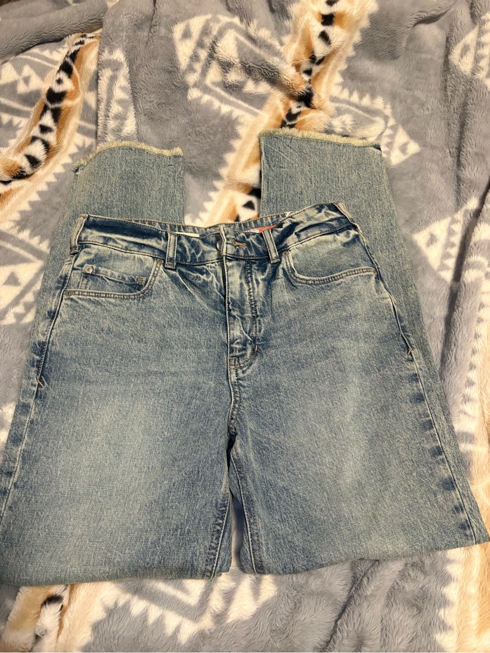 Pilcro Light Blue High-Rise Straight Jeans